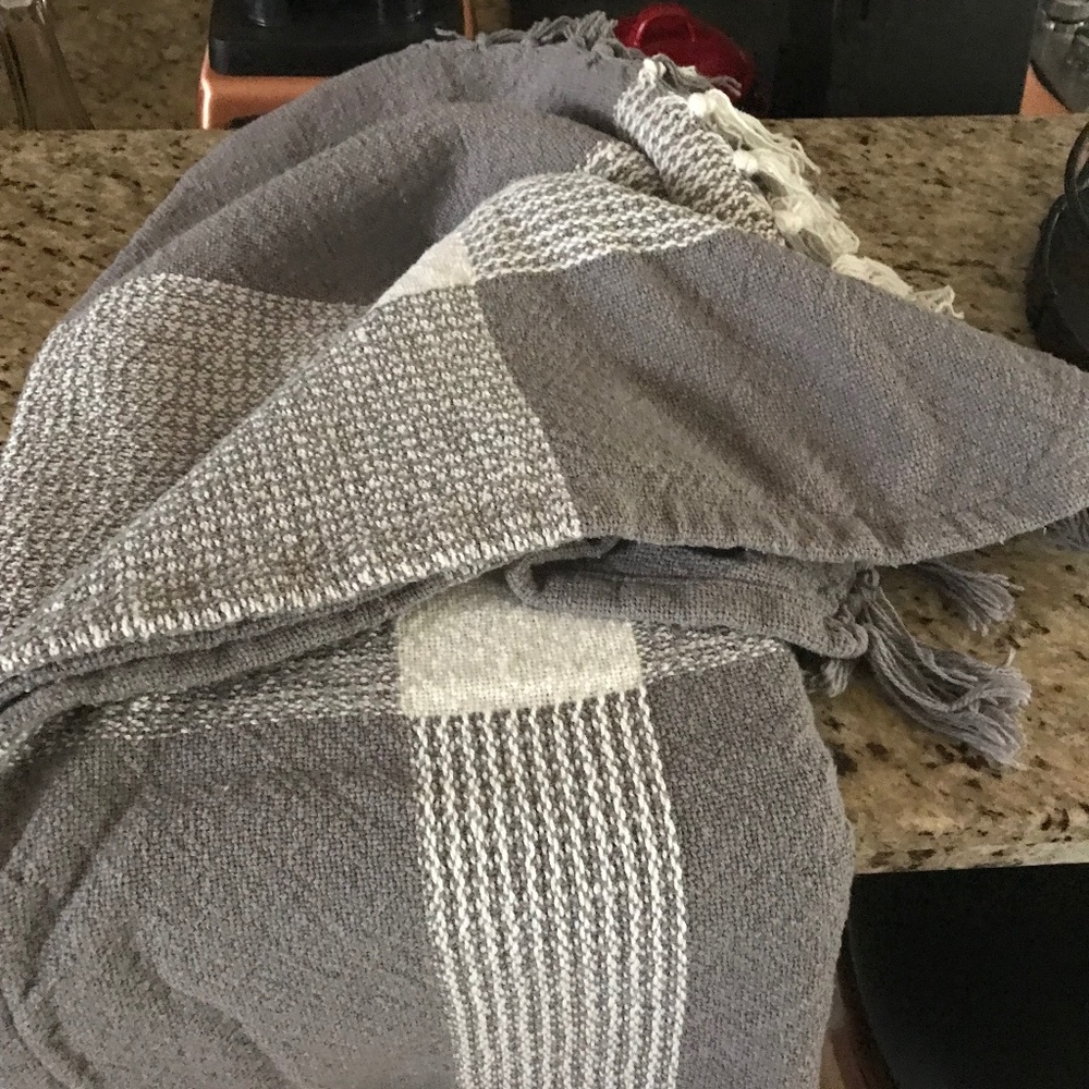 New Buffalo Check gray & cream throw $20